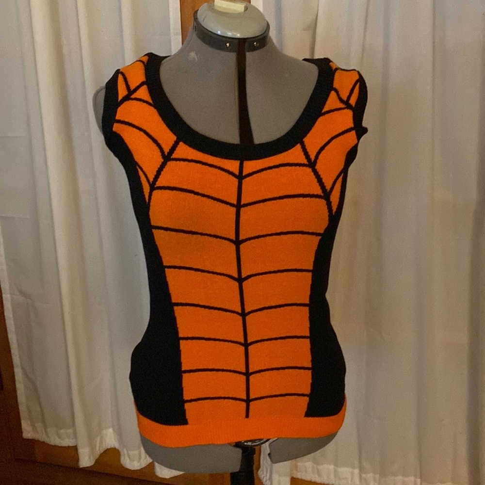 Retired new, never worn Elhoffer design spooky spiderweb Halloween sweater shell